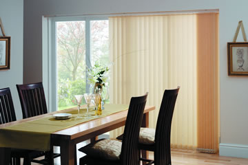 Photo showing vertical blinds in situ